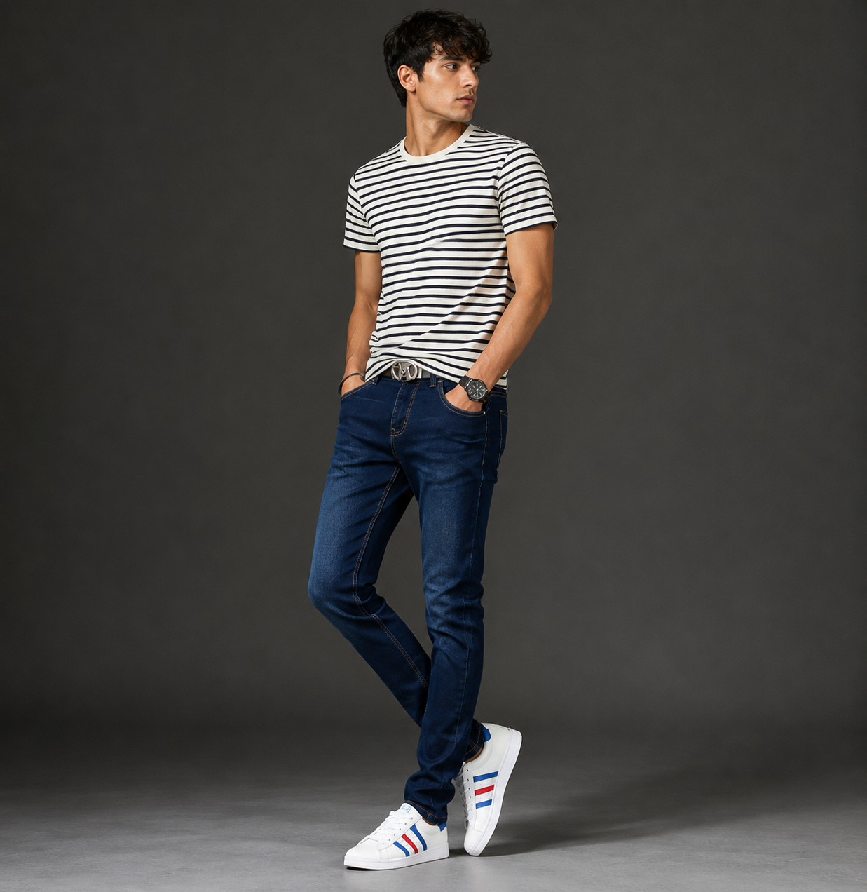 Men's Slim Fit Stretch Denim Jeans for Fall Fashion